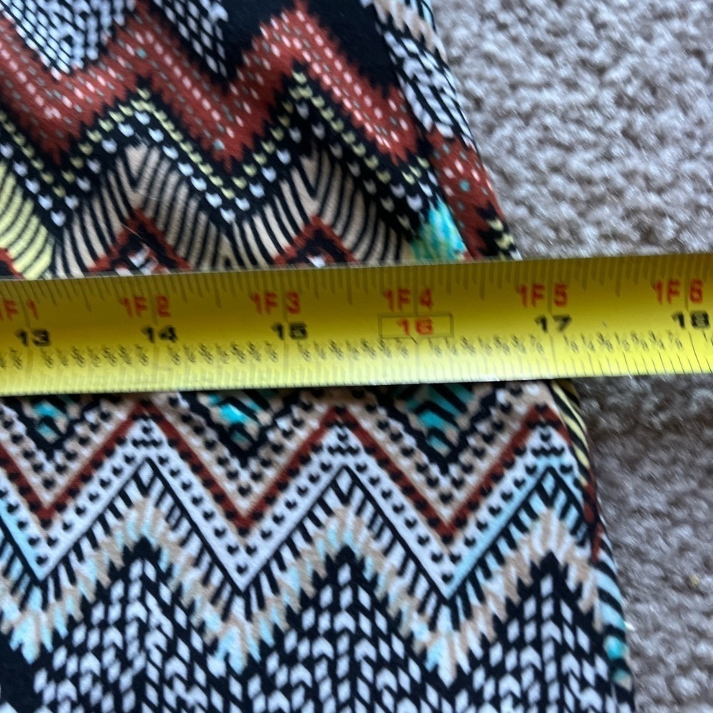 Women’s Brown Blue Bohemian Zig Zag Stretchy Comfy Fall Maxi Dress Medium - Picture 4 of 8